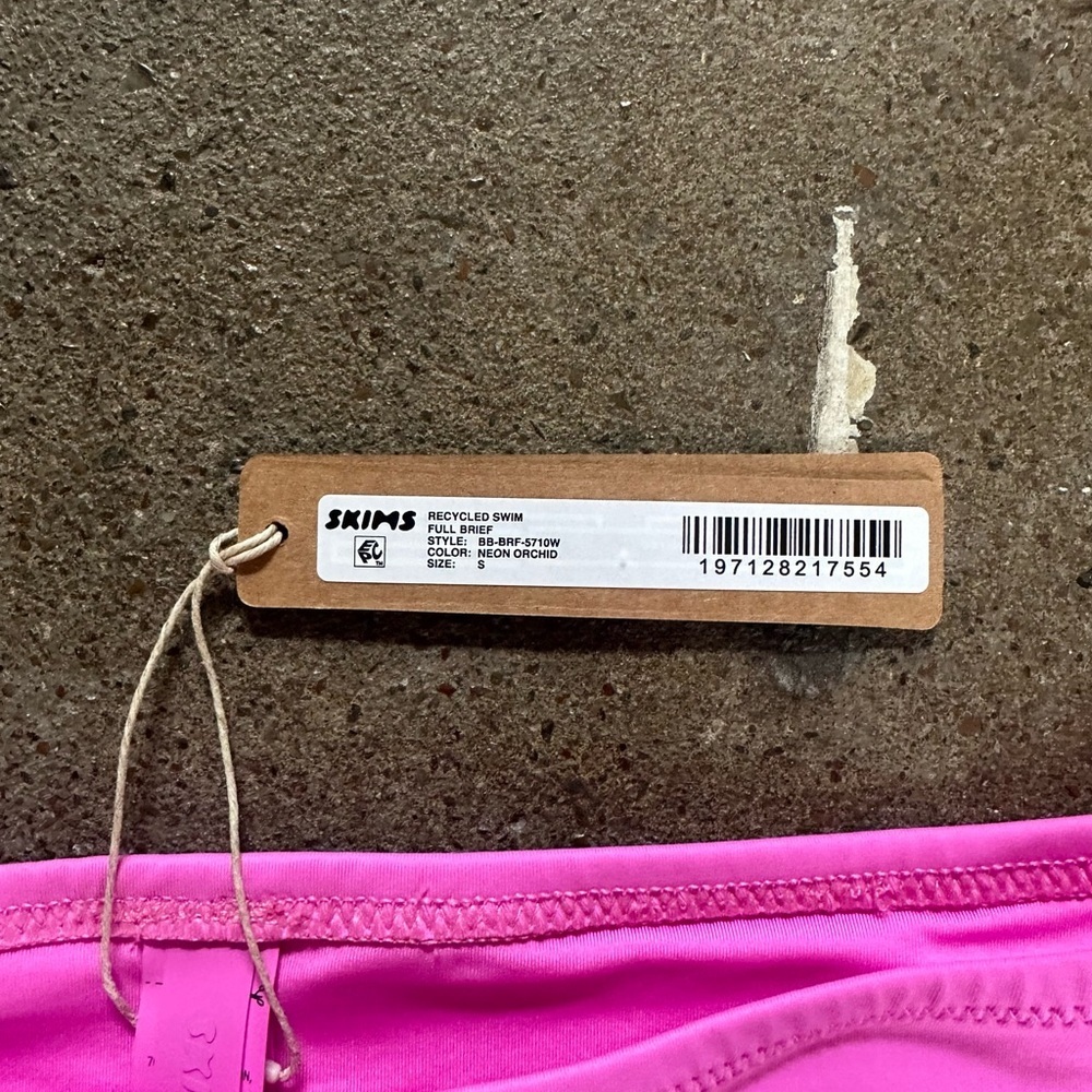 NWT SKIMS Recycled Swim Full Brief Bikini Bottom in Neon Orchid Pink Size Small - Picture 7 of 9